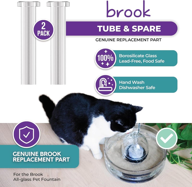 Brook Tubes Replacement Part – 2 Glass Replacement Tube Spare Parts for The All-Glass Cat Fountain (x2) - Image 3